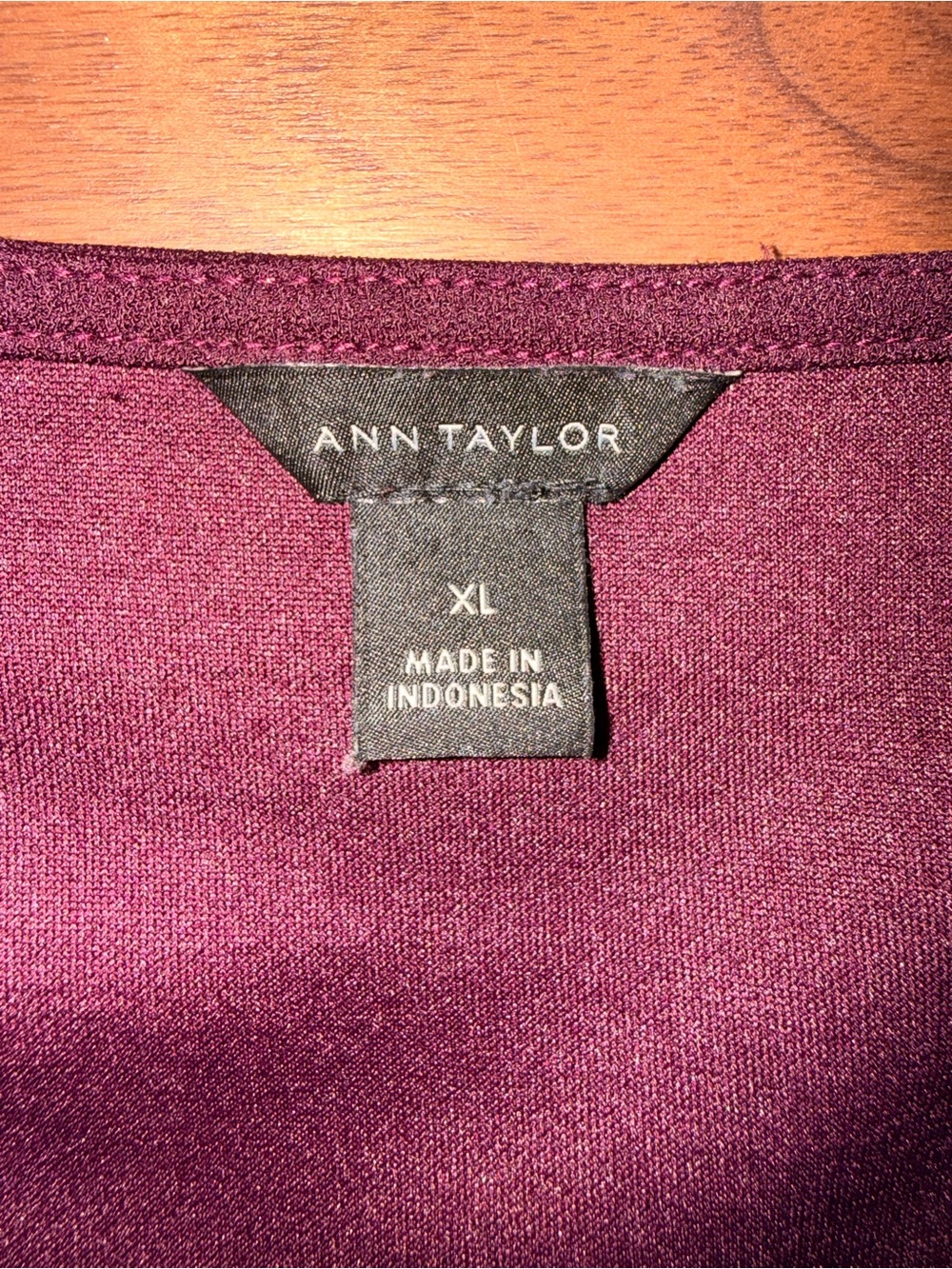 Ann Taylor Burgundy V-Neck Long Sleeve Blouse with Ruffle Cuffs - Picture 4 of 6